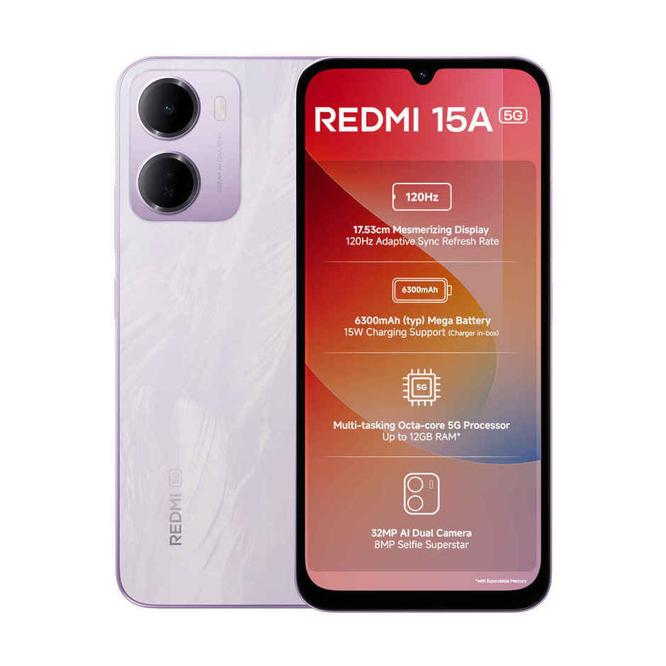 Redmi 15A 5G | 4GB RAM | 64GB Storage | Amaze Purple