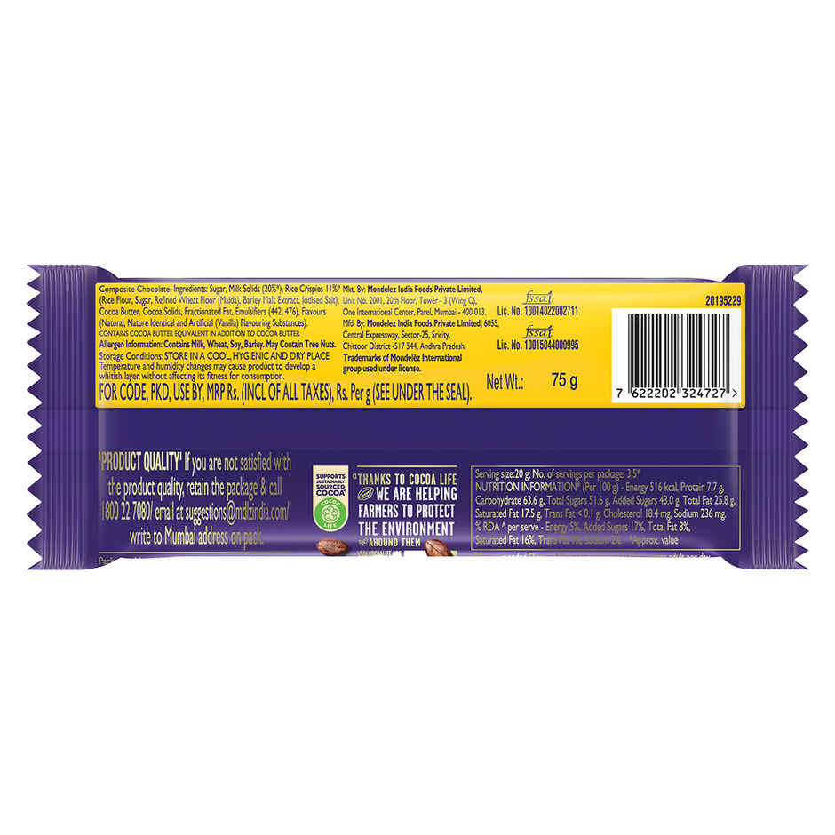 Cadbury Dairy Milk Crackle Chocolate Bar