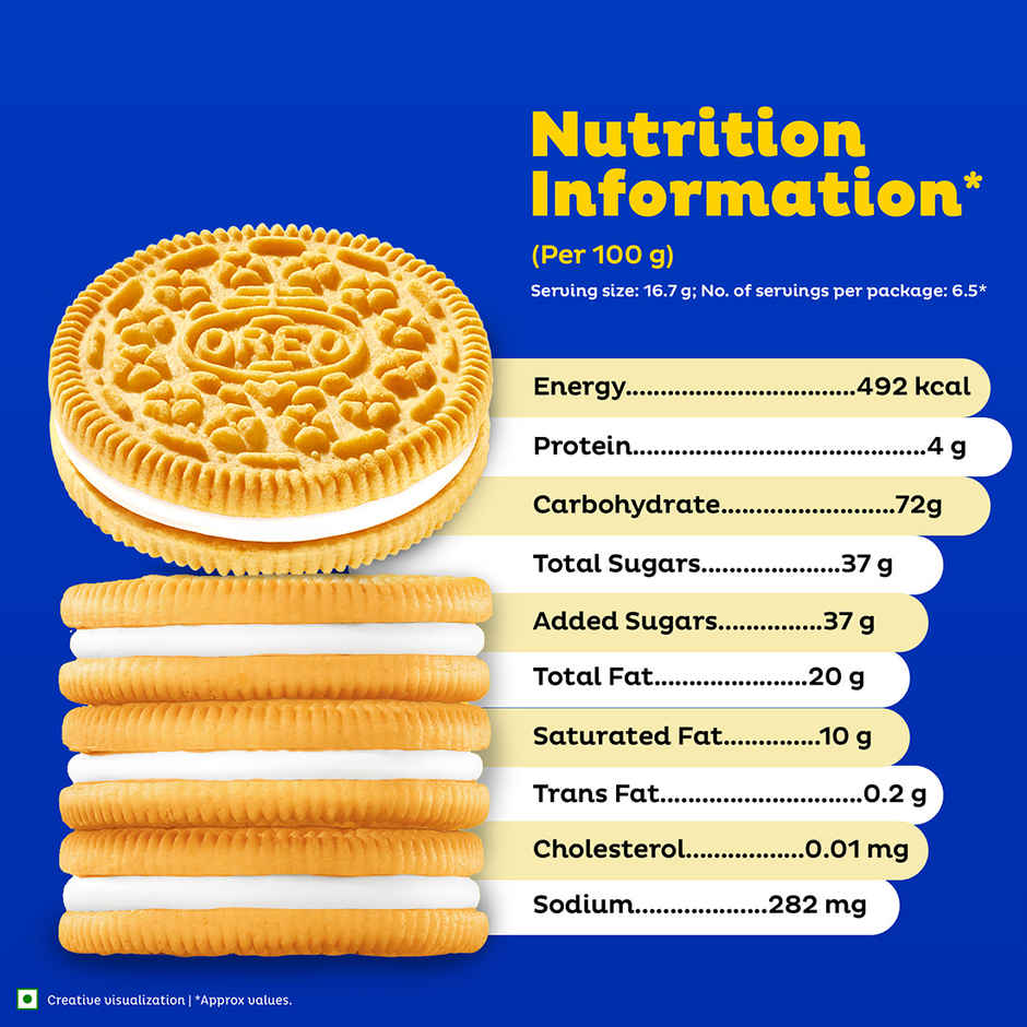Cadbury Oreo Golden Vanilla Flavour Creme Sandwich Biscuit