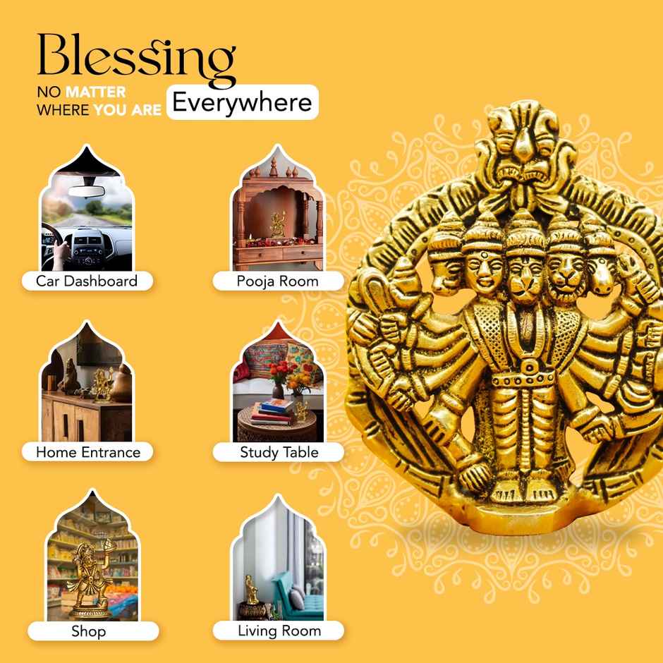 Ekhasa 100% Pure Brass Panchmukhi Hanuman | Size: 10 cm | Panchmukhi Hanuman Murti