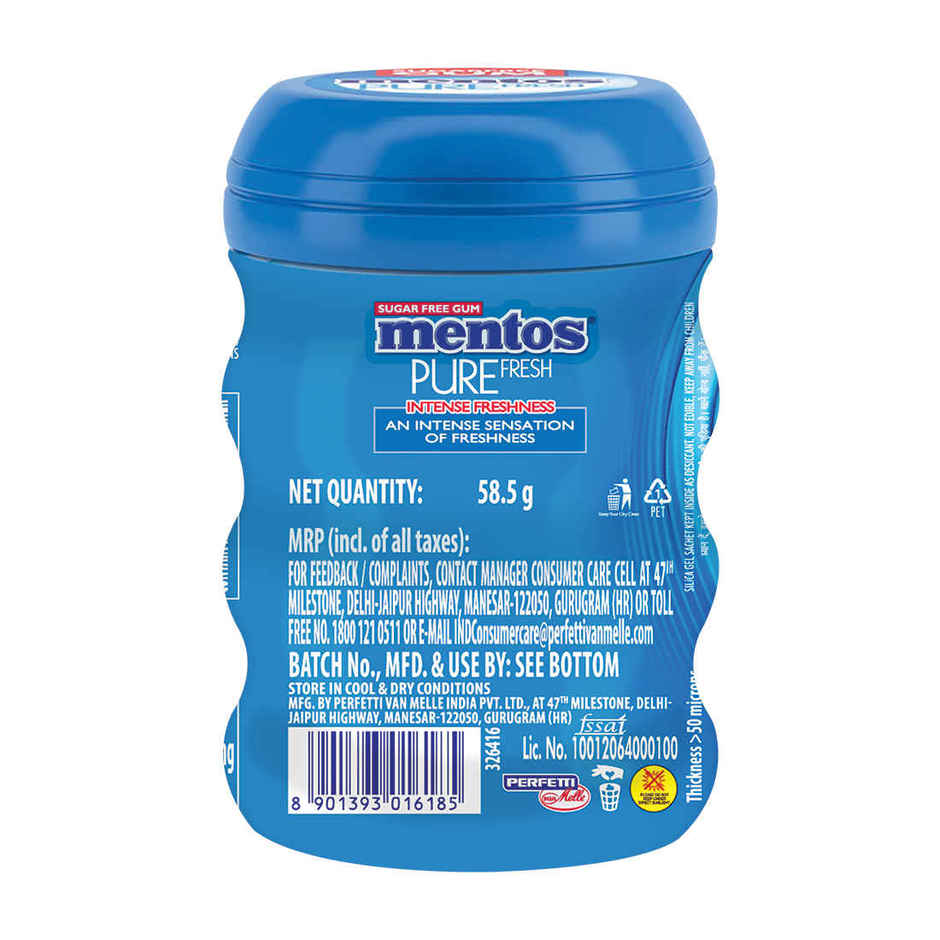Mentos Pure Fresh Sugarfree Spearmint Chewing Gum Pocket Bottle