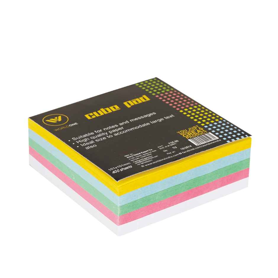 Worldone Non-Sticky Cube Memo Pad | Multicolour