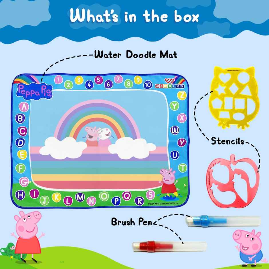 Wembley Peppa Pig Water Doodle Mat � Includes 2 Stencils & 2 Magic Water Pens, Mess-Free