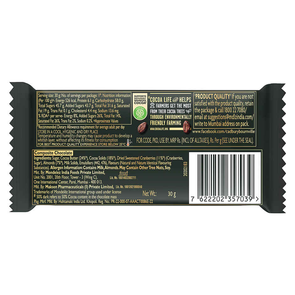 Cadbury Bournville Cranberry Dark Chocolate Bar
