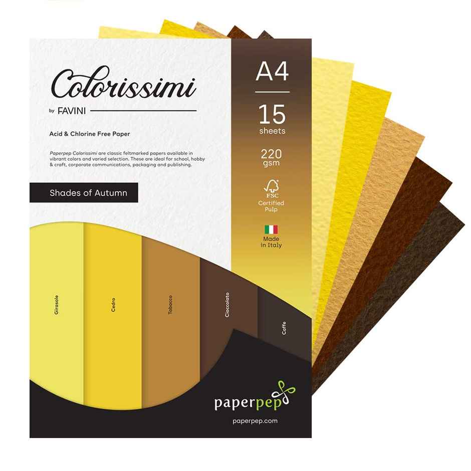 Paperpep Colorissimi 220Gsm Card Stock A4 Shades Of Autumn Assorted 15 Sheets