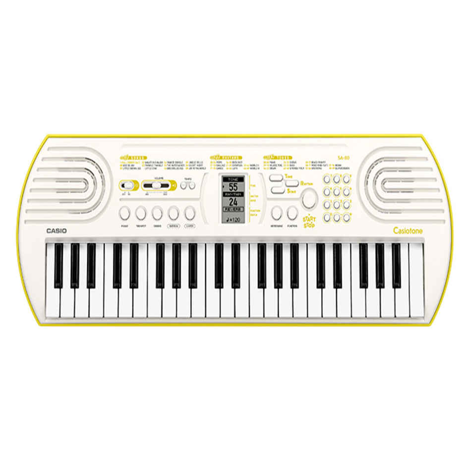 Casiotone Mini Keyboard SA-80 with Piano tones | White (44 Keys)