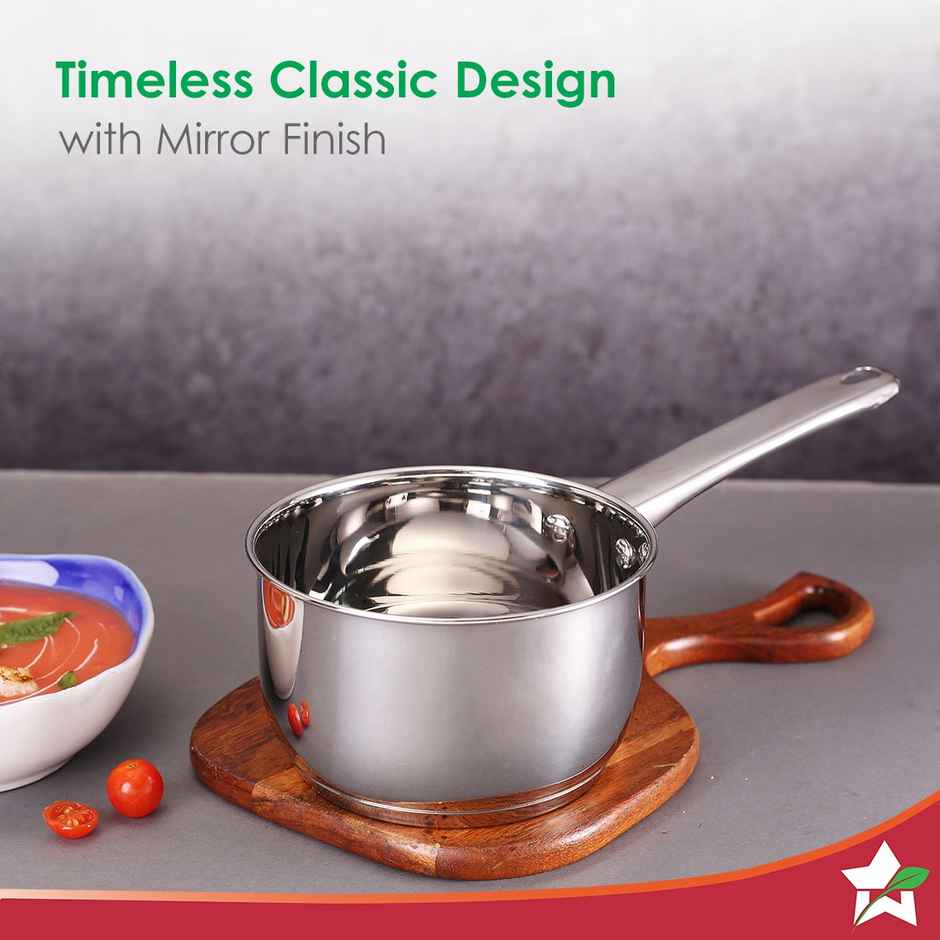 Wonderchef Venice Stainless Steel Saucepan | 1.2Litre | Tri-Ply Bottom