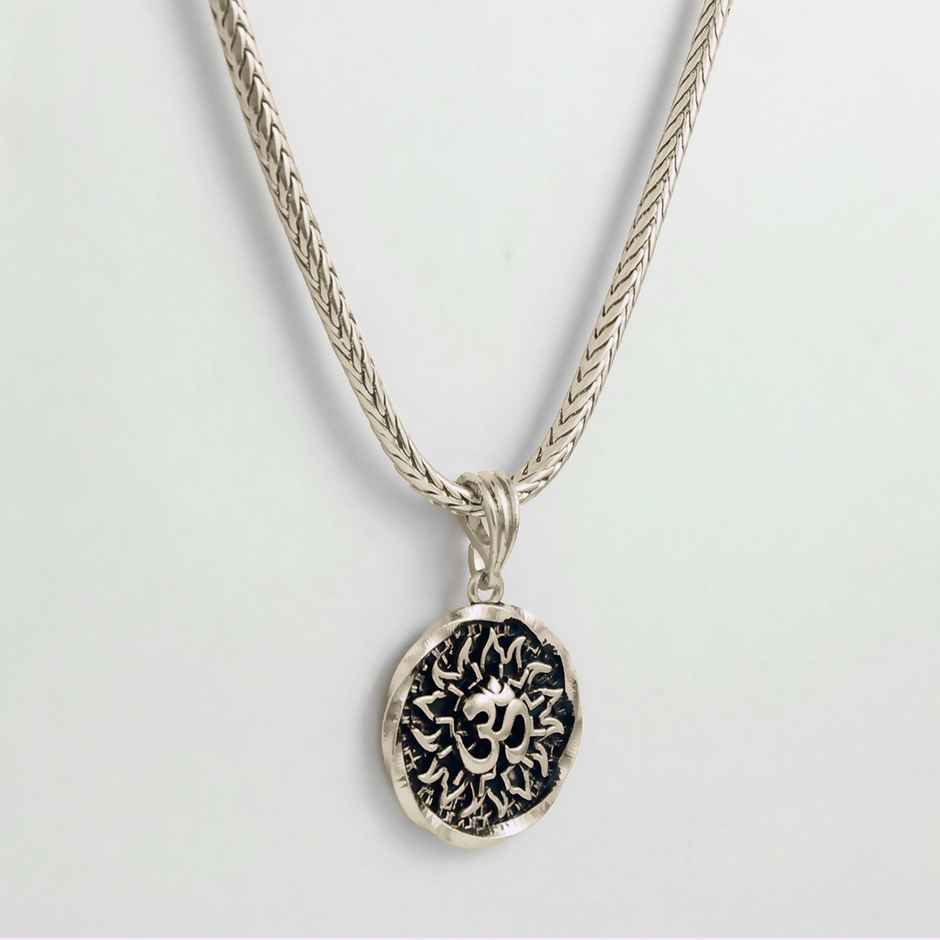 Nakabh Men's Locket Pendant Rhodium 50 Cm | NAK-2304216