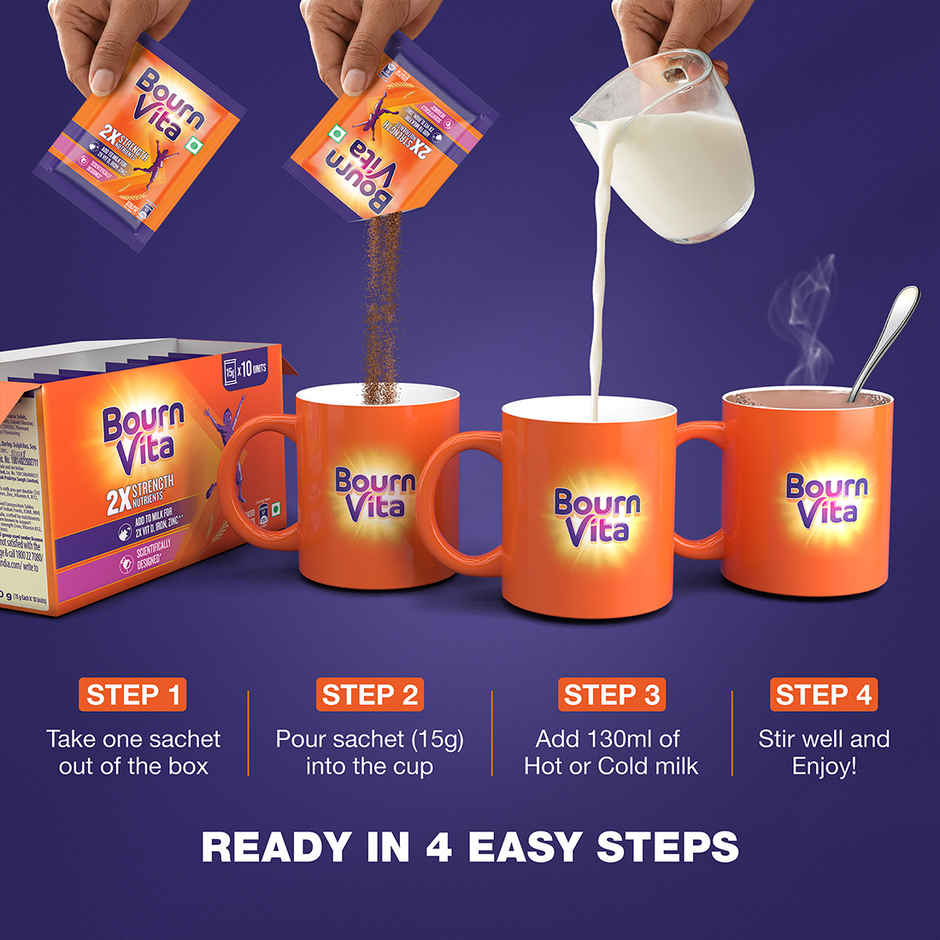 Bournvita Chocolate Nutrition Drink | Pack of 10 Sachets