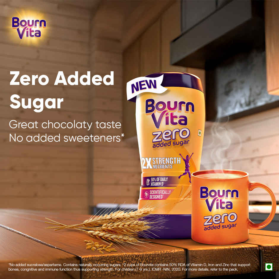 Cadbury Bournvita Zero Added Sugar Nutrition Drink Jar