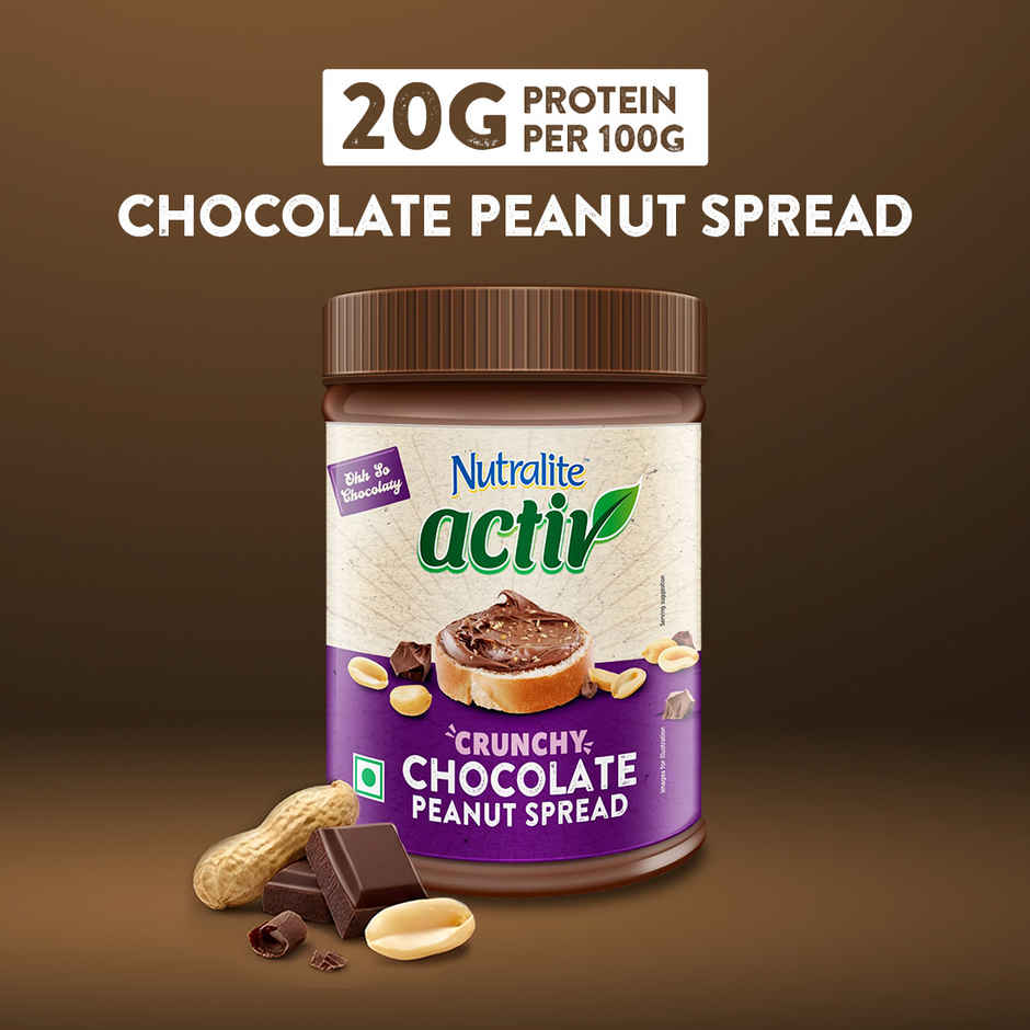 Nutralite Activ Peanut Spread | Chocolate Crunchy | 20g Protein per 100g