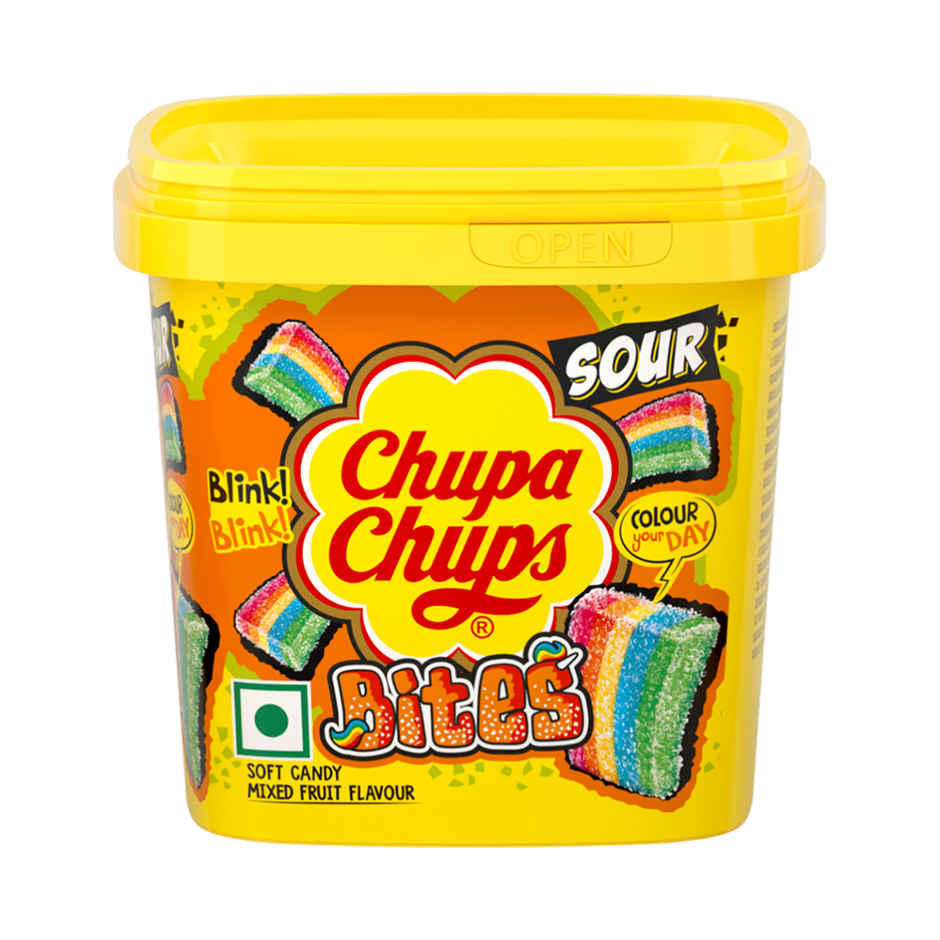 Chupa Chups Sour Bites Tub, Mix Fruit Flavour Soft Candy