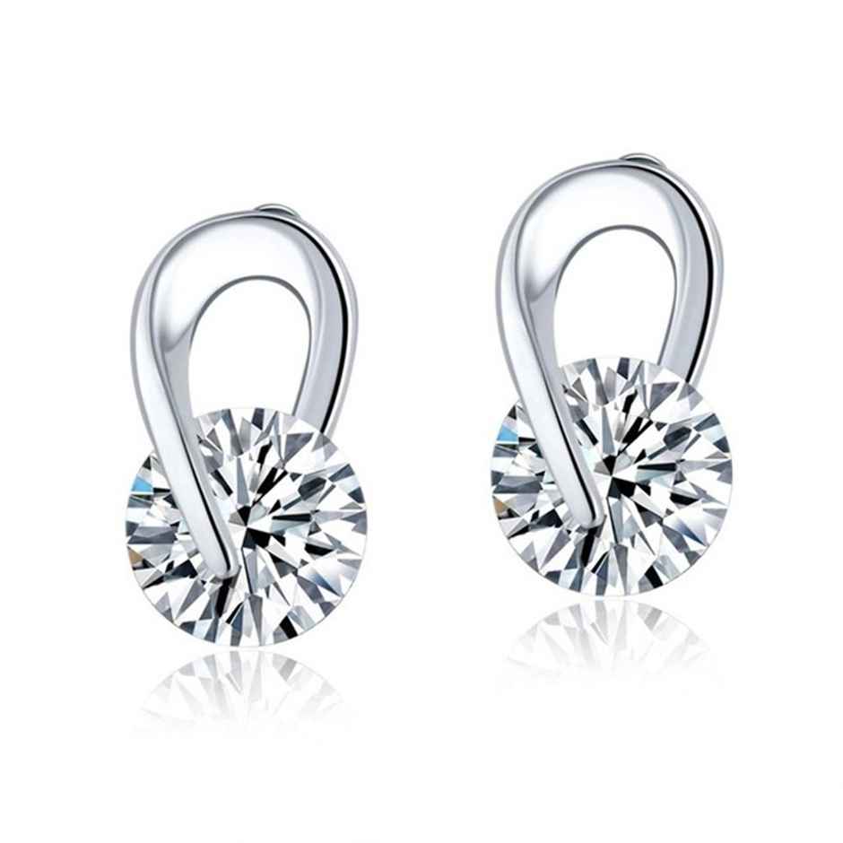 Shining Diva Fashion Women's Silver Plated Platinum Plated Stylish Crystal Stud Earrings Rrsd9826er