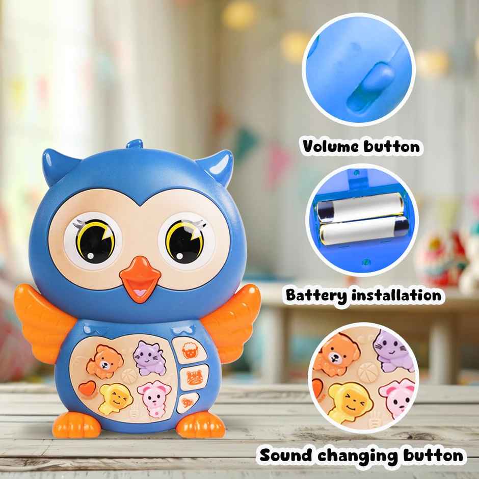 Wembley Owl Baby Musical Toys With Music Led Lights Animal Sounds Crawling Toys-Blue