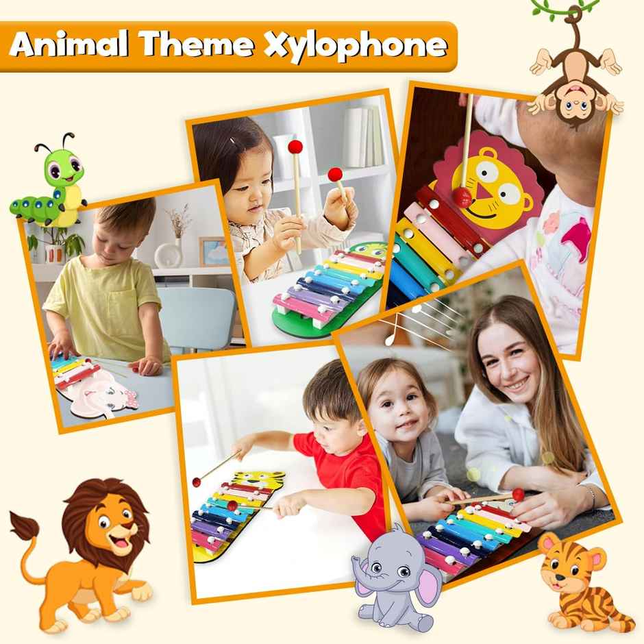 Wembley Wooden Xylophone For Kids Musical Instruments Xylophone Piano With 2 Sticks - Lion