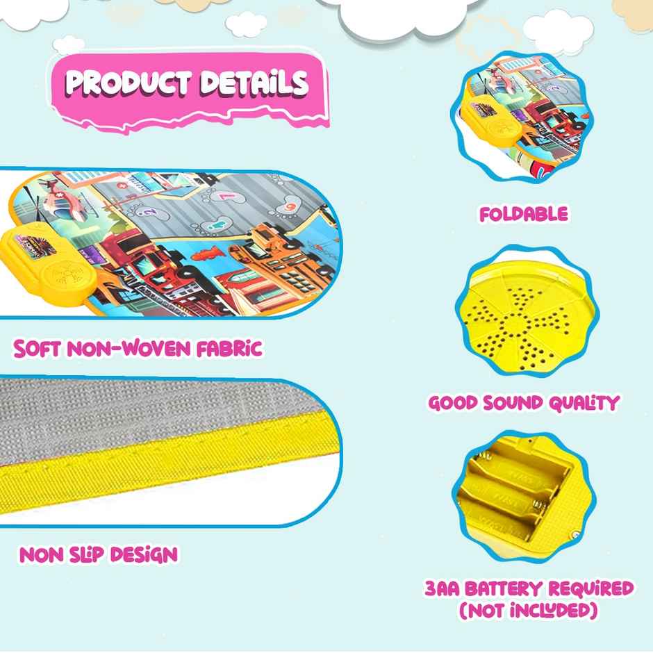 Wembley Transport Musical Mat for Kids Baby Piano Play Mat Musical Keyboard with 8 Vehicle Sounds