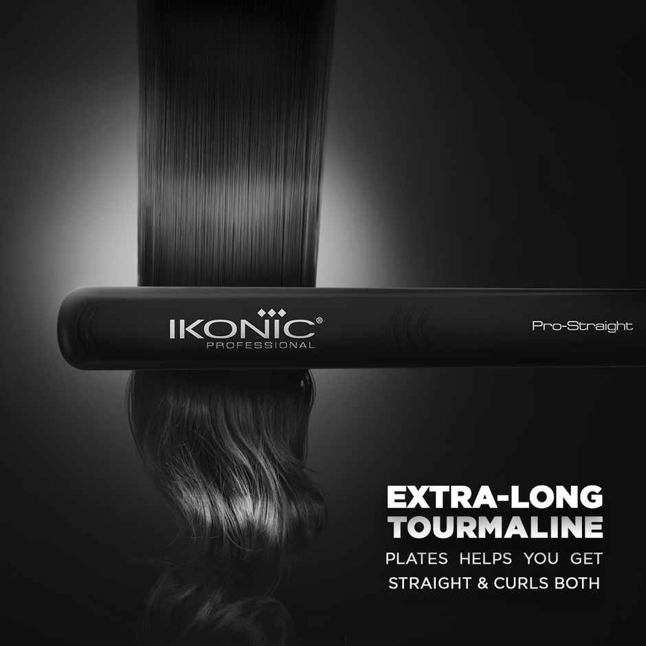 Ikonic Pro Straight Hair Straightener, Black, Floating Ceramic Plates, Overheat Protection