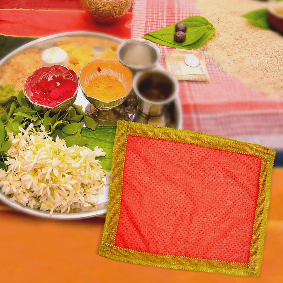 Puja Red Chunni | 33 x 33 cm | Shubhkart