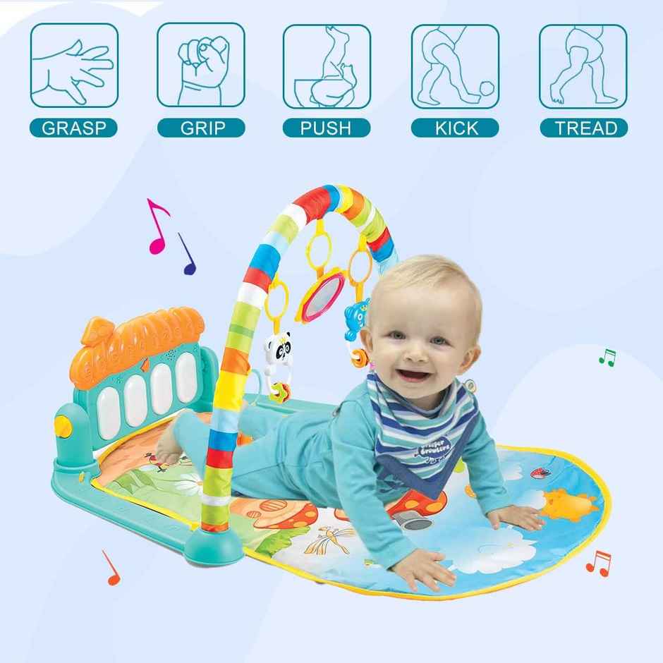 Wembley Baby Play Gym& Mat-Fitness Rack With Hanging Toys Rattles Lights&Musical Keyboard Piano Mat