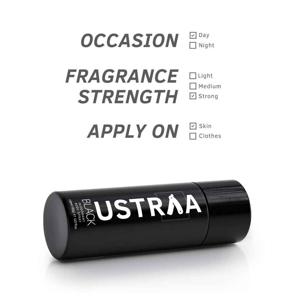 Ustraa Black Deodorant Body Spray