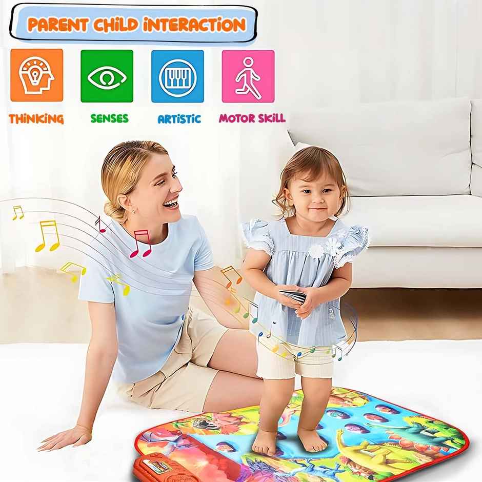 Wembley Dinosaur Musical Mat for Kids Baby Piano Play Mat Musical Keyboard with 8 Animal Sounds