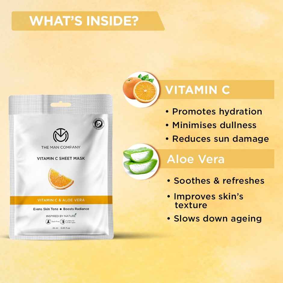 The Man Company Vitamin C Sheet Mask For Skin Brightening- Improves Skin Tone