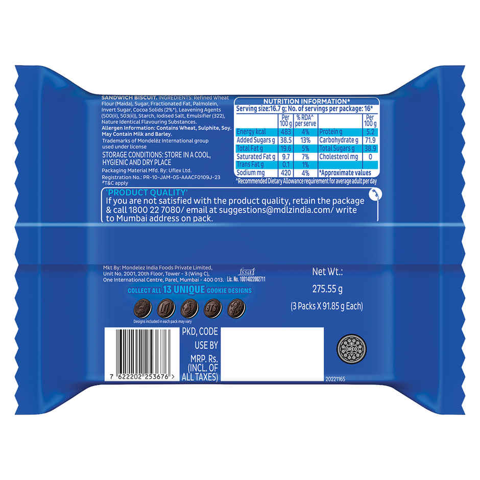 Cadbury Oreo BTS Vanilla Flavour Creme Sandwich Biscuit Family Pack