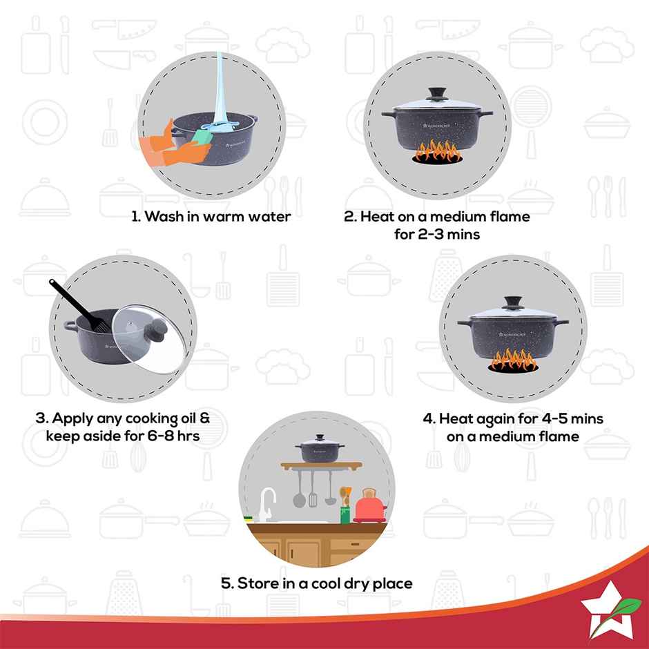 Wonderchef Granite Die-Cast Non-Stick Casserole Set, 6Pc (24Cm, 20Cm, 16Cm)