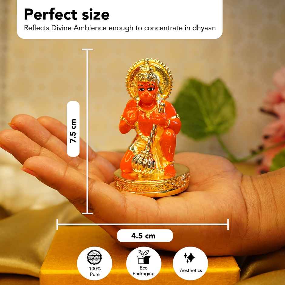 Ekhasa Hanuman Ji Murti | 7.5 cm | Lord Hanuman Idol For Home Puja, Office Desk And Car Dashboard