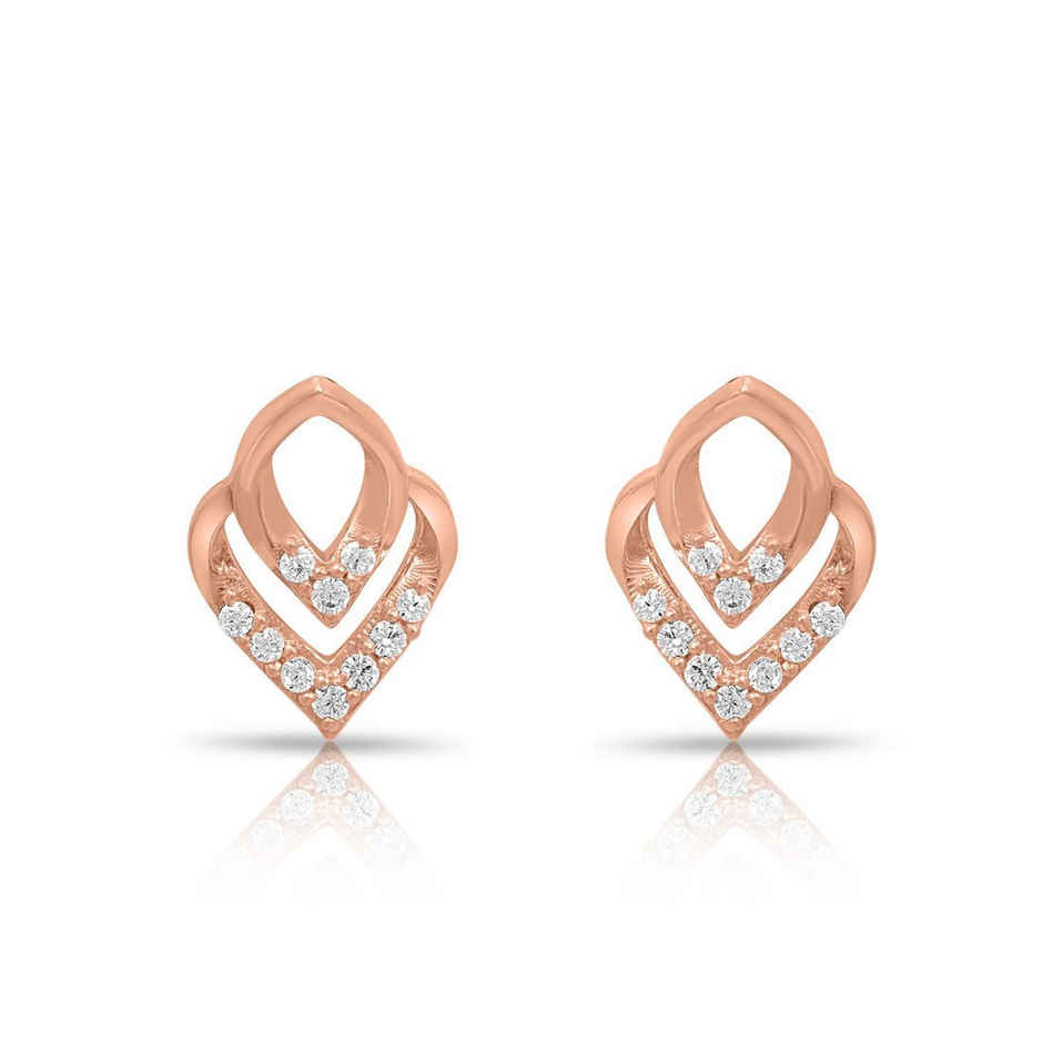 Zavya Abstract CZ Rose Gold Plated 925 Sterling Silver Stud