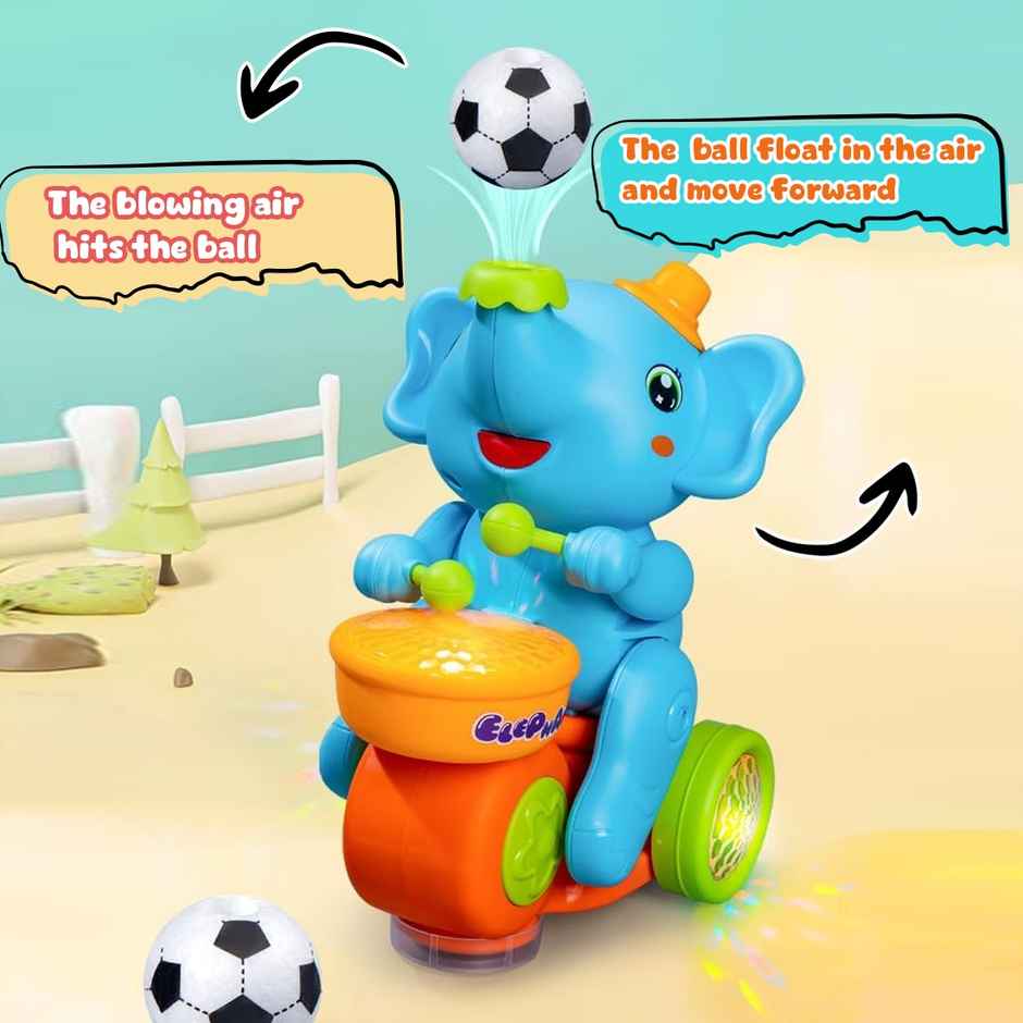 Wembley Elephant Toy with Levitation Floating Ball LED Lights & Music Drum Toy Battery Operated