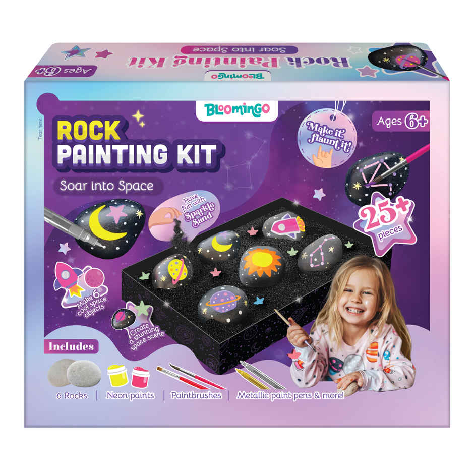 Bloomingo Rock Painting Kit - Soar Into Space | Art & Craft Kit For Ages 6+