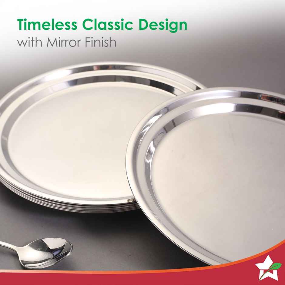 Wonderchef Venice Stainless Steel Plate Set Of 6