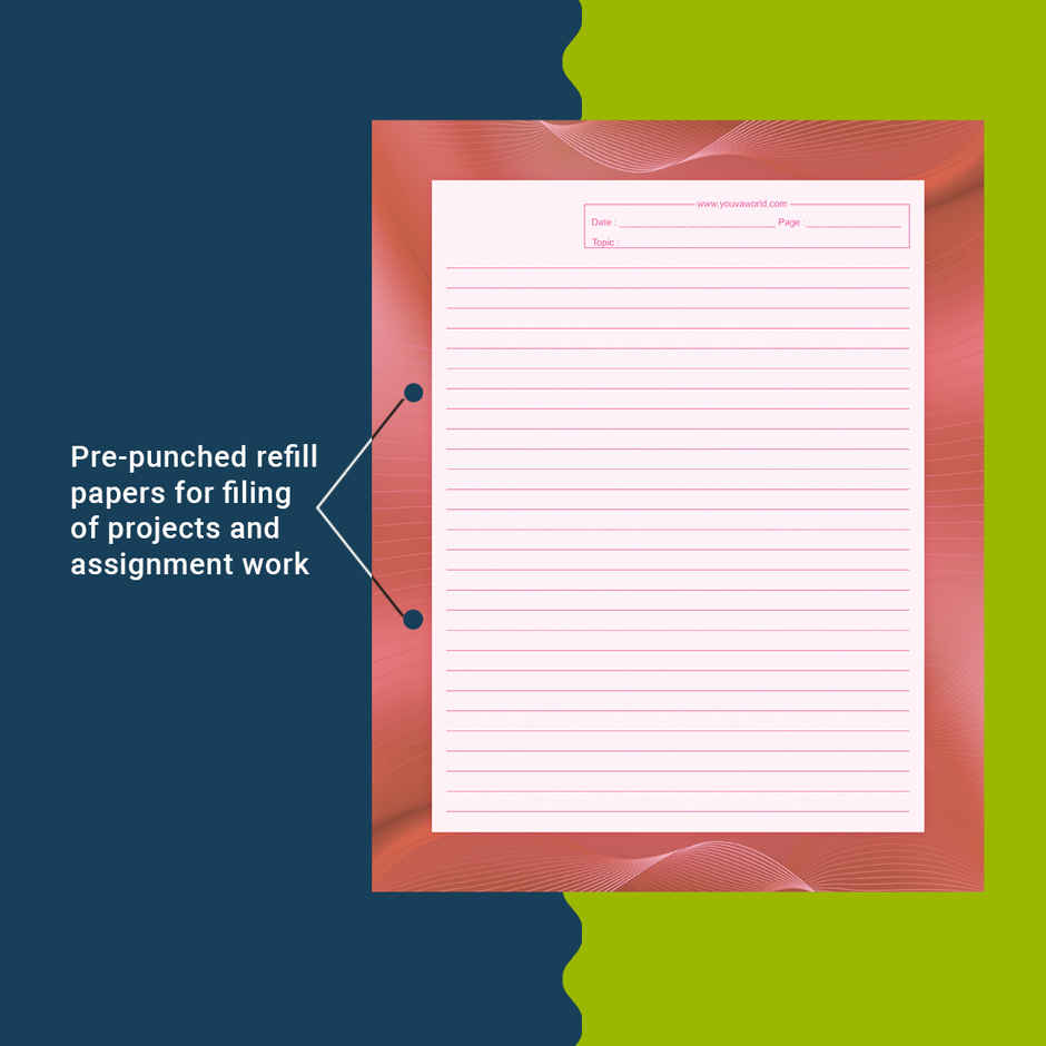 Navneet Youva Project Paper with Designed Border Ruled & Plain Sides | 100 Sheets, 26.5 x 21.5 cm