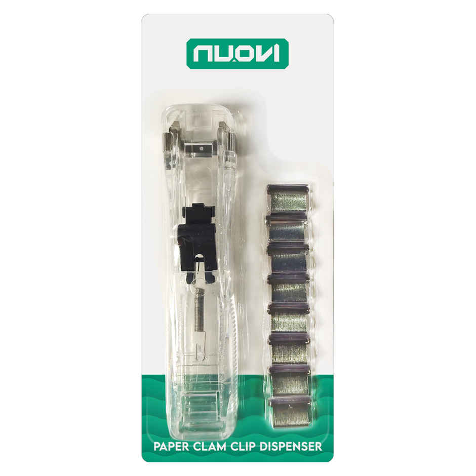 Nuovi Paper Fastner Clamp Clip Dispenser | Transparent White - 16 mm