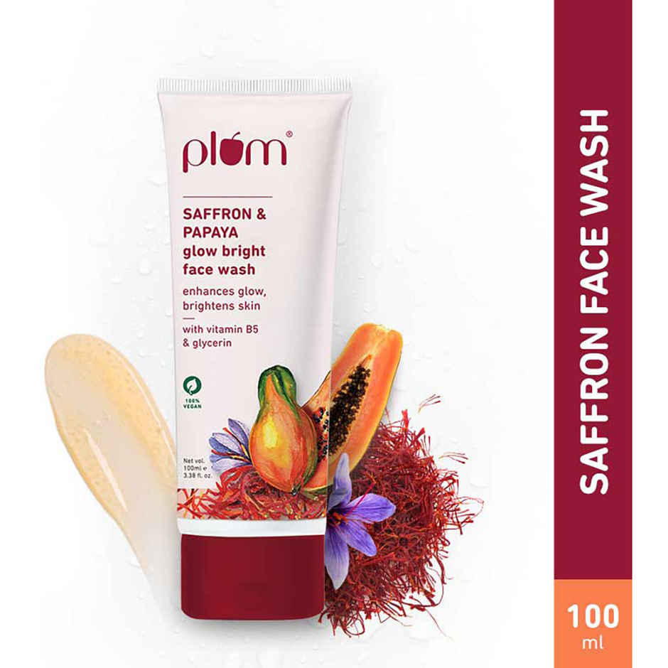 Plum Saffron & Papaya Glow Bright Face Wash 100% Vegan
