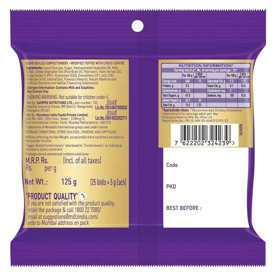 Cadbury Choclairs Gold Chocolate Candy Pack | 25 units