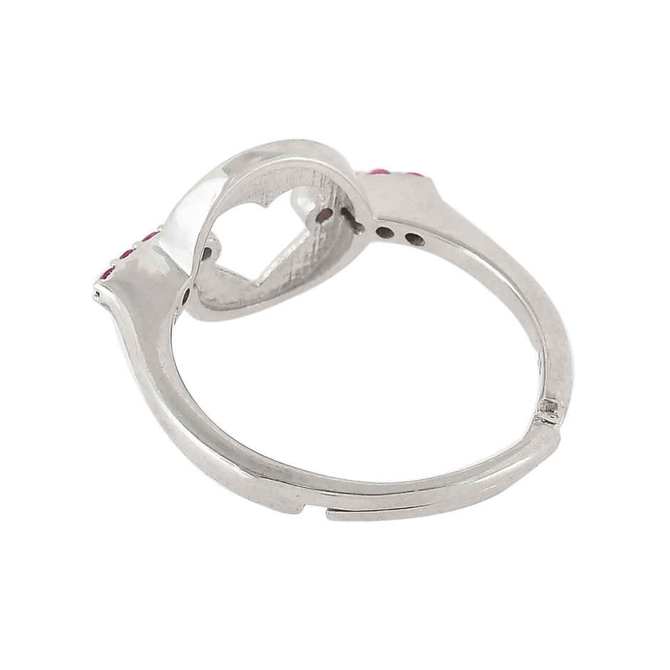 Voylla Collection Pink Cz Heart Silver Ring