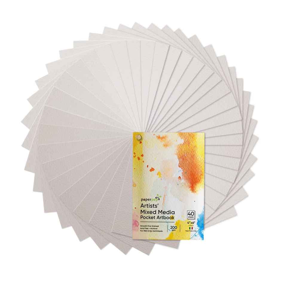 Paperpep Mixed Media Pocket Art Book 200Gsm 4 x 6 40 Sheets