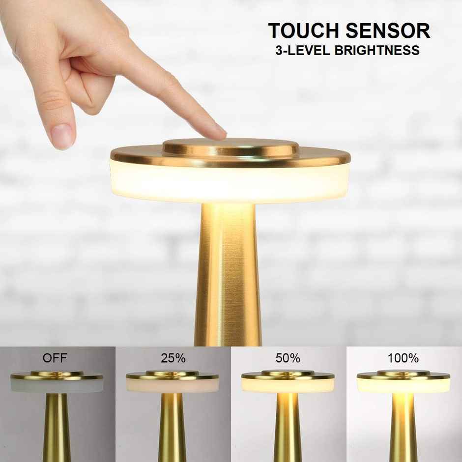 DesiDiya Portable LED Table 5W Lamp (With Touch Sensor, Gold)