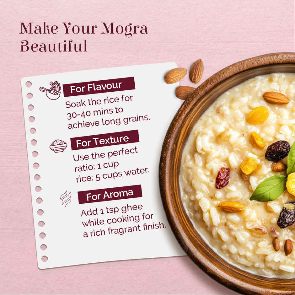 Zeeba Mogra Basmati Rice | Broken/Tuta Basmati Rice for all Dishes | Cooked length upto 12mm