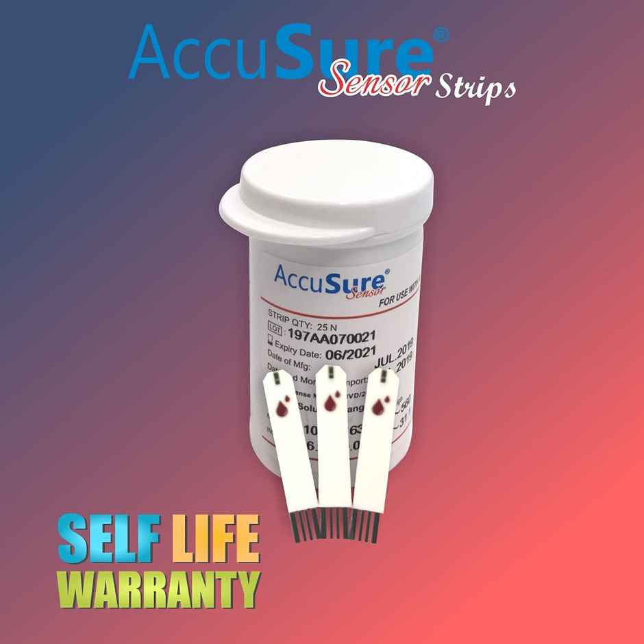 AccuSure Sensor Blood Glucose Test Strip (Only Strip)