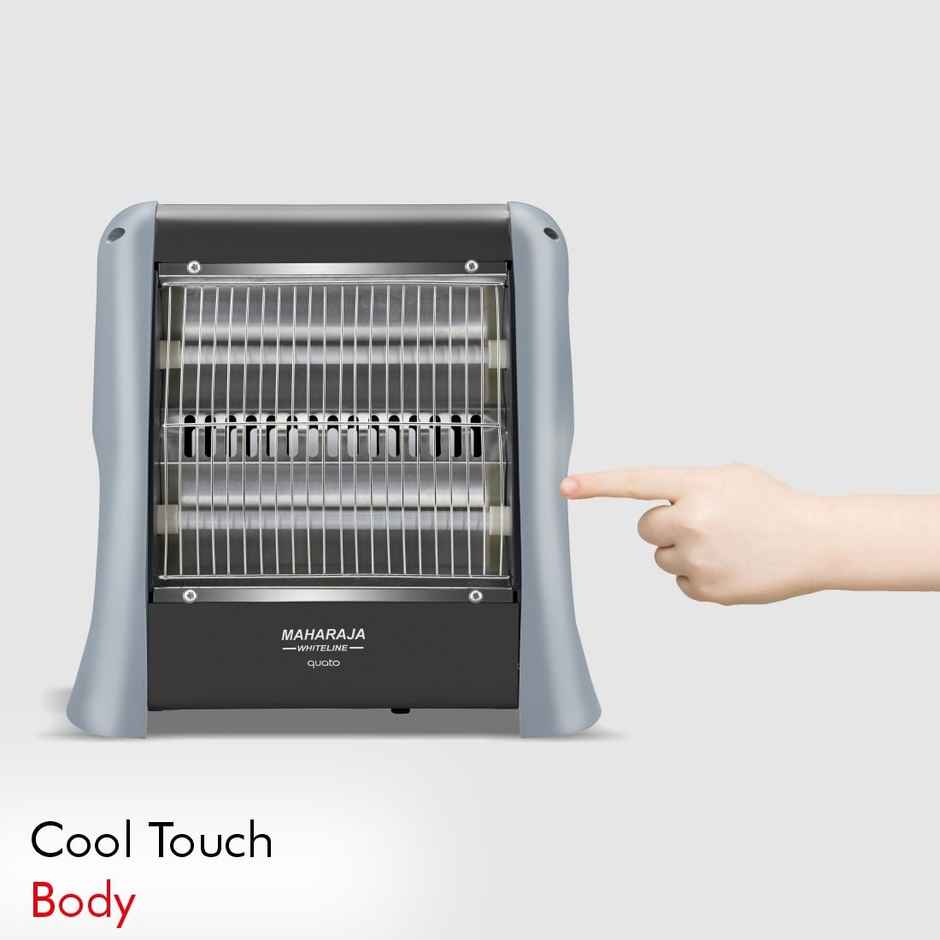 Maharaja Whiteline Quato Neo 800 Watts Quartz Heater, 2 Heat Setting, Shock Proof Body - Grey
