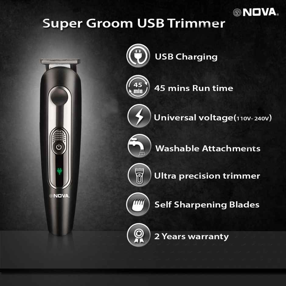 Nova Super Groom Ng 1149 USB Trimmer For Men - Black