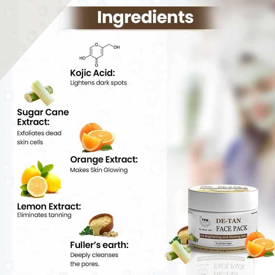 TNW The Natural Wash De-Tan Face Pack for Glowing Skin and Tan Removal with Orange Extract