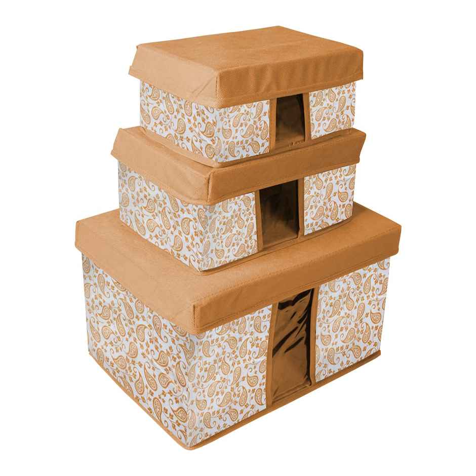 PrettyKrafts Storage Box Combo Organizer for Toys, Books, Clothes & Home Storage | Brown