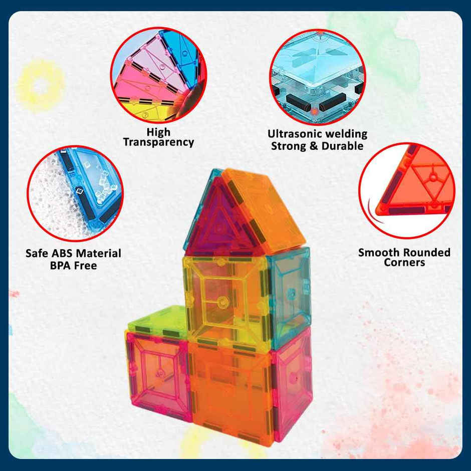 Wembley Magnetic Tiles Building Blocks For Kids Creative Learning Educational Brain Toys (16 Pcs)