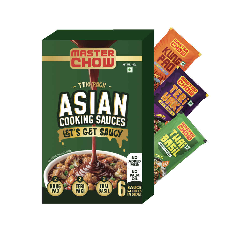 MasterChow Asian Cooking Sauces Trio Pack | Pack of Sachets | Kung Pao | Thai Basil | Teriyaki sauce