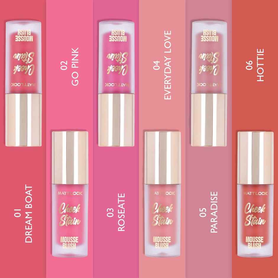 Mattlook Cheek Stain Mousse Blusher | For Long Lasting Make up Look | Paradise-05