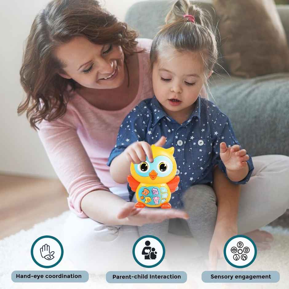 Wembley Owl Baby Musical Toys With Music Led Lights Animal Sounds Crawling Toys-Yellow